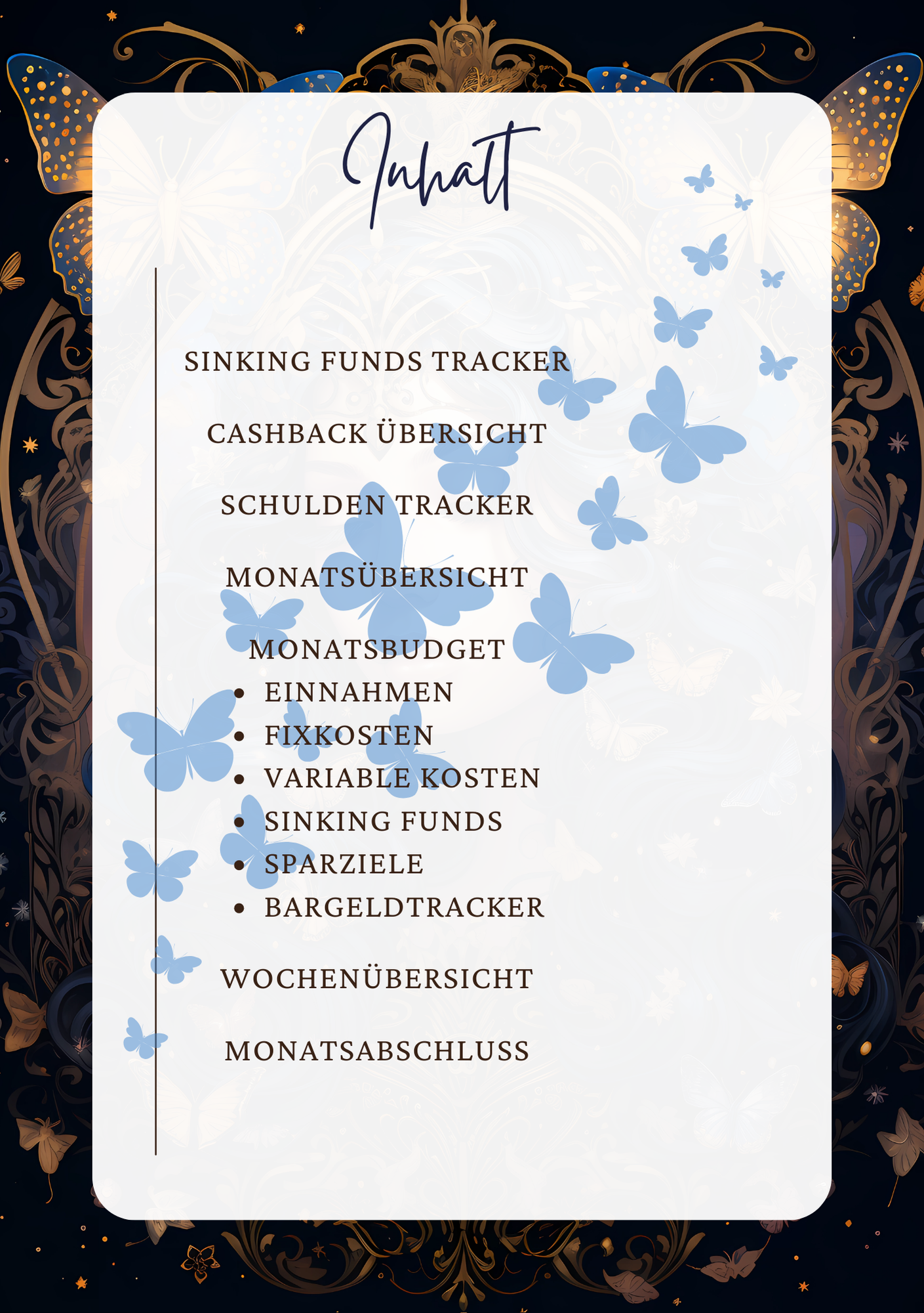 Budget Planer Butterfly mit Spiralbindung