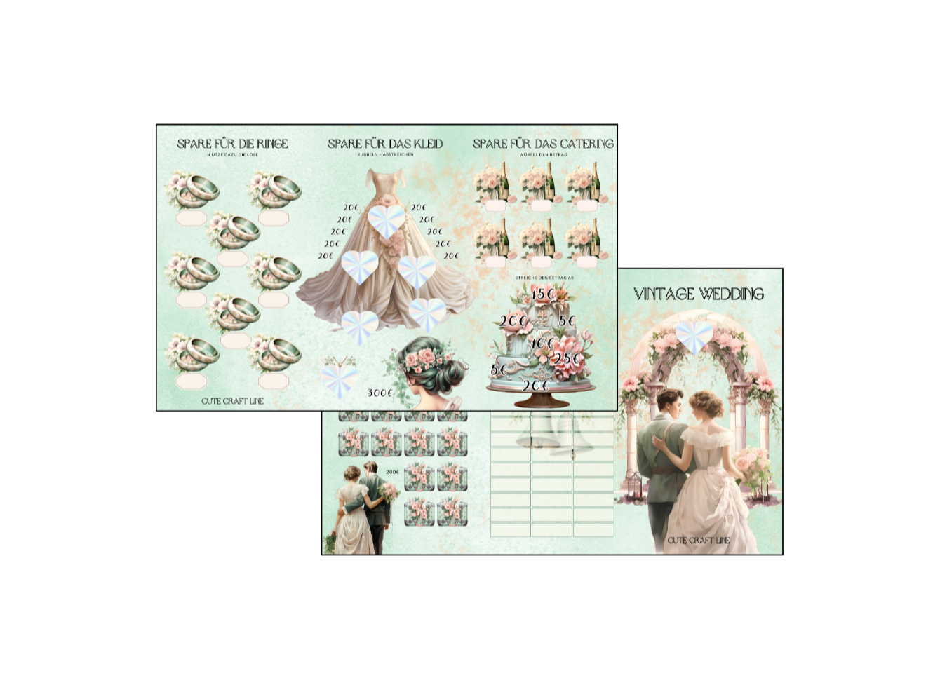 Vintage Wedding 3er Klappkarte