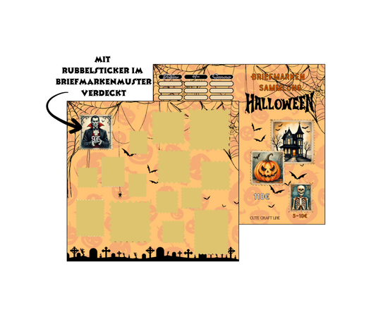Briefmarken Halloween Rubbelchallenge 2er Klappkarte